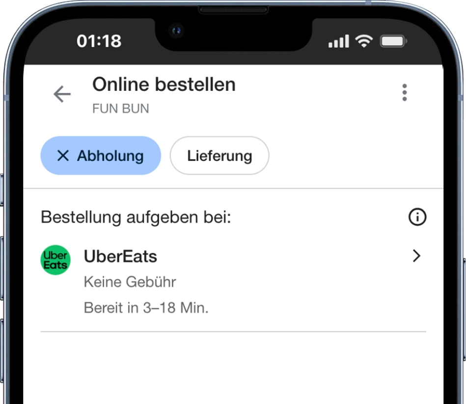 Google Maps zeigt nur Lieferplattformen